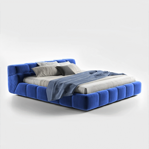 blue velvet tufty bed