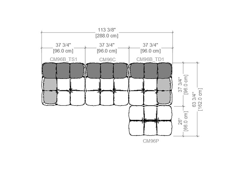 mario bellini camaleonda sofa / 3 seats & big ottoman