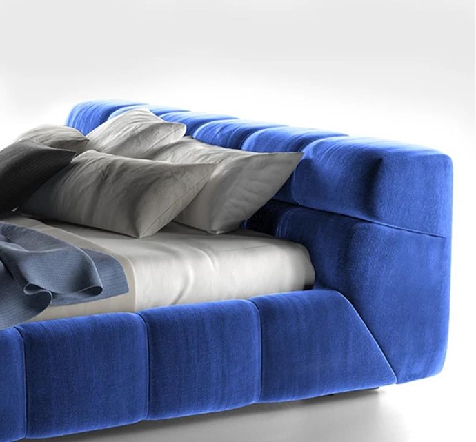 blue velvet tufty bed
